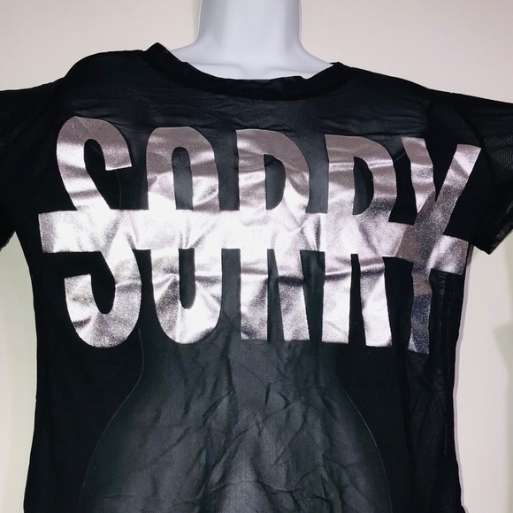 Emma & Sam Sorry Mesh Metallic Tee Xtra Small - Picture 3 of 6